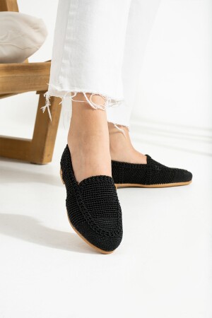 Siyah Kadın Örme Babet Ayakkabı Kadın Ayakkabı - Star Shoes