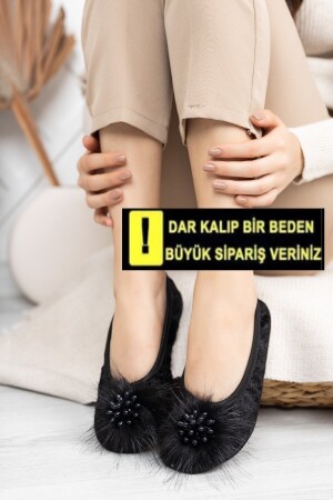 Siyah Kadın Pisi Patik Terlik Katlanabilir Çantada Taşınabilir Ev Babeti Kaymaz Ses Yapmaz Taban - Modafırsat