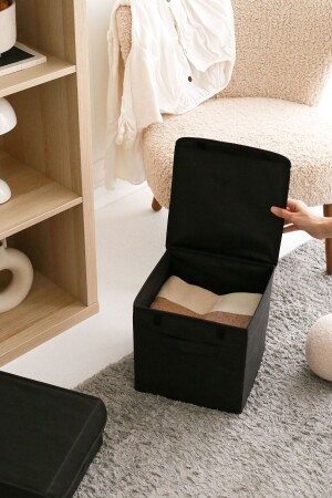 Black Covered Laundry Toy Organizer Folding Storage Box 28x28x28 BKKPK-SYH - Rek Home