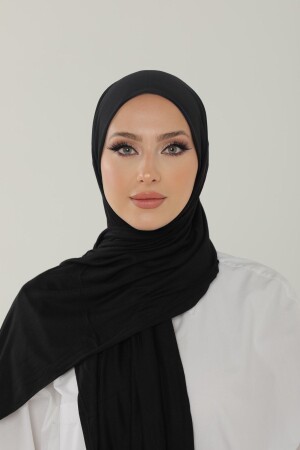 Siyah Luxury Penye Şal - Kadın Tesettür Jersey Hijab Lycra Shawl LUXURY - Beyzak