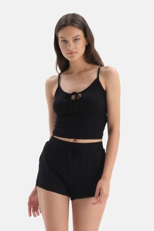 Siyah Pijama Üst 22SW11119BD_SY - Dagi