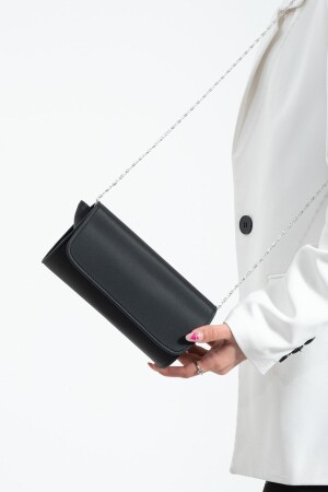 Siyah Saten Abiye Çanta Portföy Çanta Clutch Çanta - Bibags