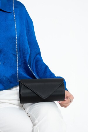 Siyah Saten Abiye Çanta Portföy Çanta Clutch Çanta - Bibags