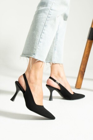 Siyah Saten Topuklu Ayakkabı - Duxal Shoes