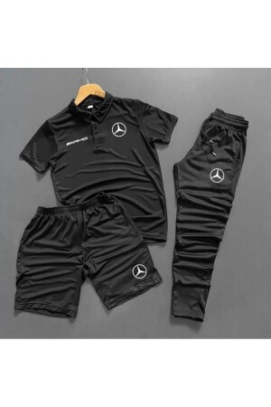 Siyah Scuba Polo Yaka Şort Eşofman Takımı - Byfourman