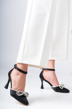 Siyah topuklu ayakkabı taşlı model - Cmz Shoes