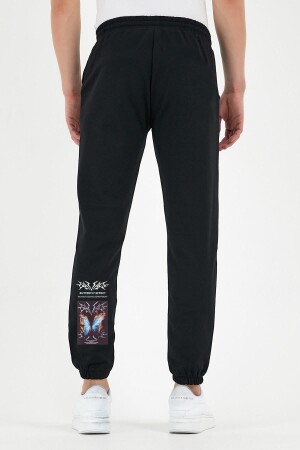 Siyah Unisex Butterfly Baskılı Jogger Eşofman Altı - Bohemgiyim