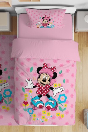 Skater Minnie Patterned Single Baby Kids Duvet Cover Set - Evpanya
