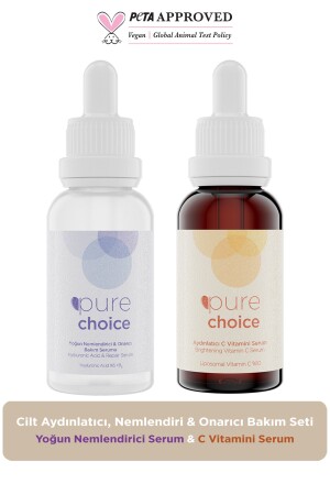 Skin Brightening, Moisturizing and Repairing Care Set (Vitamin C Serum + HA Serum Set of 2) PC103 - Pure Choice