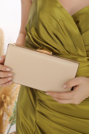 Skin Color Evening Dress Portfolio Clutch Women Bag Handheld and Long Strap Use - Womenacs