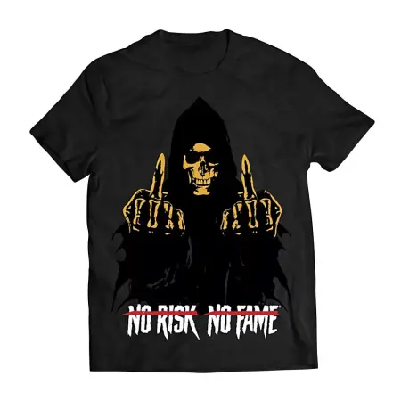 Skull Labs No Risk, No Fame T-Shirt (XXL, Black / Gold) - Skull Labs