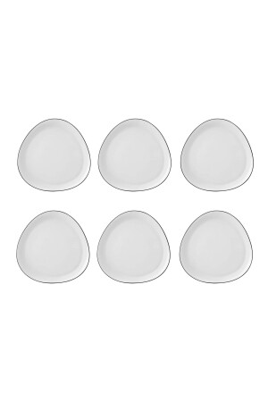 Sky Black Rim Glass Cake Dessert Set for 6 Persons 18 Cm - Karaca