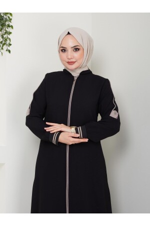 Sleeve Ribbed Shoulder Detailed Abaya - Elbishe