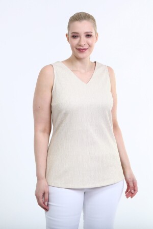 Sleeveless V-Neck Glitter Blouse - Myline
