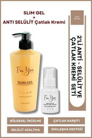 Slim Gel (Slim Gel) Cellulite-Gel und Dehnungsstreifencreme & Dehnungsstreifen-Set zur Reduzierung der Dehnungsstreifenbildung - For You Gold