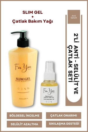Slim Gel (slimgel) Cellulite Gel and Stretch Mark Care Oil & Stretch Mark Set to Help Reduce Stretch Formation - For You Gold