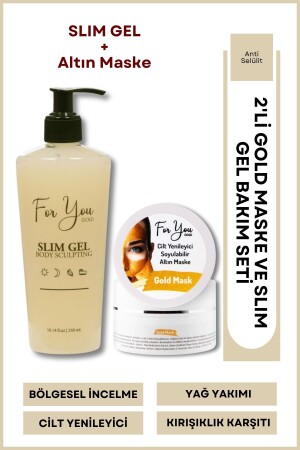 Slim Gel Slimming Firming Fat Burning Anti Stretch Marks and Cellulite Cream Gold Mask - For You Gold