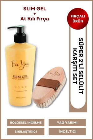 Slim Gel Slimming-Firming-Regional Thinning-Stretch Marks And Cellulite Cream-Horse Hair Brush - For You Gold