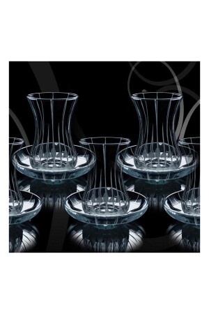 Slim Waisted 12 Piece Decorated Tea Set for 6 People DGS547 - Doğuş Mutfak
