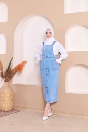 Slopetli Düğme Detaylı Kadın Kot Elbise - Vibeys Collection