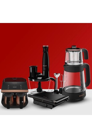 Small Home Appliances Set of 4 Black Cm 6964 S - Tm 6046 Cs - Rhb 6050 S - Tkm 9961 B CM 6964S -TM6046CS -RHB6050S -TKM9961 B - Arçelik