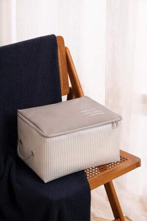 Small Size Stuff&things Gray Striped Base Base - Suitcase Organizer Storage Bag 30x22x18 - Ocean Home Textile