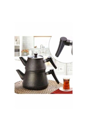 Smaragdschwarzer Bakelit-Griff, Bio-Granit-Teekannen-Set, Familiengröße, P230S6327 - Genel Markalar
