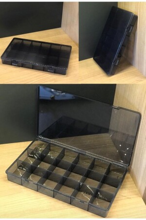 Smoked 18 Compartment Necklace Ring Jewelry Box with Lid Sewing Box Organizer Organizer Box - Bayev