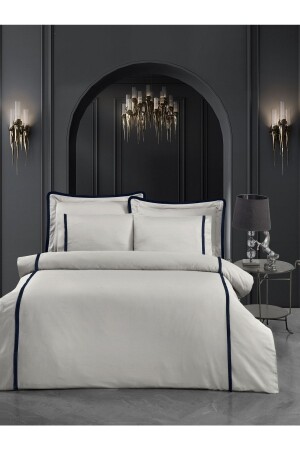 Smyra Bettbezug-Set aus 100 % Baumwollsatin, Spannbetttuch, King-Size-Größe (XL), Grau - Silkarea