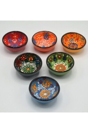Snack Sauce Bowl Breakfast Serving Bowl Handcrafted 8-Cm Diameter Lace Bowl 6 Pieces CS43YA8T - Çini Sarayı