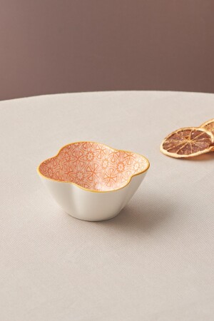 Snackschale mit Blumenmuster und orangefarbenem Kleeblatt, 10 cm - Karaca