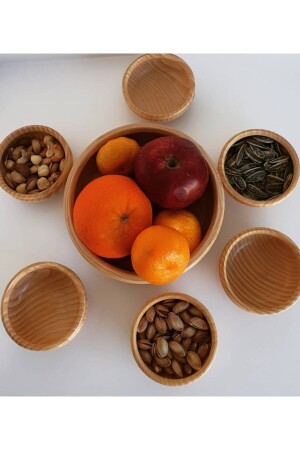 Snackschalen-Set aus Naturholz (SET MIT 7 KEKSEN) Ç2698569 - Ahşapdeluxe