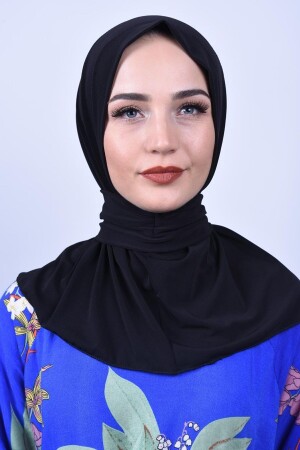 Snap Fastened Scarf Shawl Compatible for Swimming and Sports Practical Shawl Black BONE071 - Moda Asse
