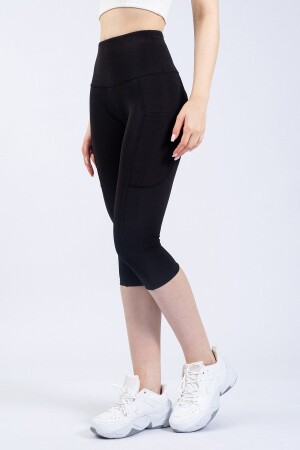 Snc Women's Black Pocket High Waist Wrap- Capri Yoga Tights 19 - The Step Sports