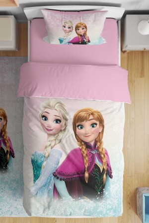 Snow Crystals Elsa and Anna Patterned Single Baby Kids Bedding Set evnev00157 - Evpanya