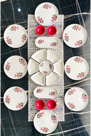 Snow Flower 21 Piece Breakfast Set for 8 Persons - Venüs Home Decoration