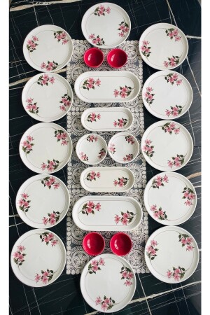 Snow Flower 22 Piece Breakfast Set for 12 Persons - Venüs Home Decoration