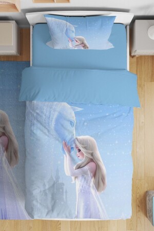 Snow Horse and Elsa Patterned Single Baby Kids Duvet Cover Set evnev00246 - Evpanya