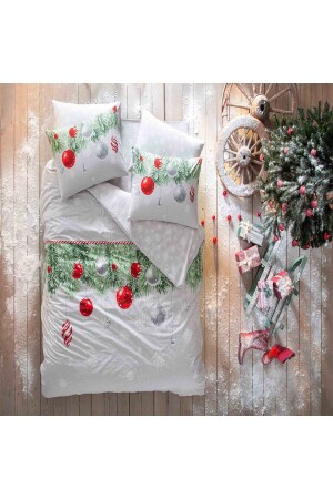 Snowflake Ranforce Double Duvet Cover Set Green 000000001000044613 - Taç