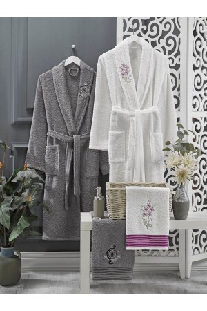 Snowwhite Anthracite Towel Bathrobe Set of 4 - Casnack