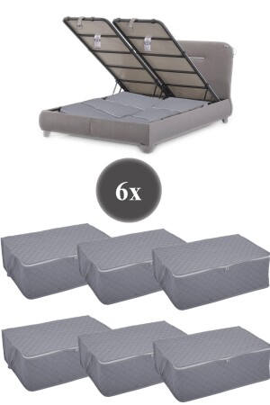 Sofa Bed Base Type Storage Bag Base Base-sweater-pillow-pike Storage Bag 6 Pieces 22x40x60 (ANTHRACITE) - Adarya