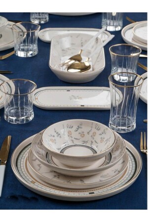 Sofia 27 Piece White Patterned Gold Gilded Dinner Set for 6 Persons 0060 ACR-000391 - ACAR