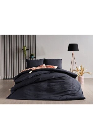 Sofia Seersucker Bettbezug-Set für Doppelbett – Schwarz 2Q9NTKSOFA0020103 - Doqu Home