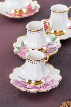 Sofiya Blumenmuster Gold vergoldet 90 ml Porzellan-Kaffeetassen-Set für 6 Personen 0208 HXF-22-0208/12 - ACAR