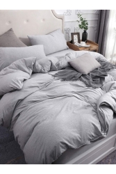 Soft Gray Single Bed Sheet Elastic Cotton Duvet Cover Set G115t015 - CAQQA