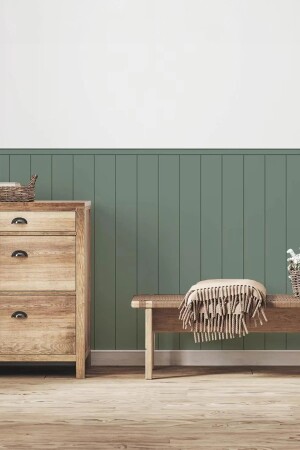SOFT GREEN İnce Çizgili Duvar Panel Folyosu- Dekoratif Çizgili Duvar Desen kaplama Folyosu - Decomall