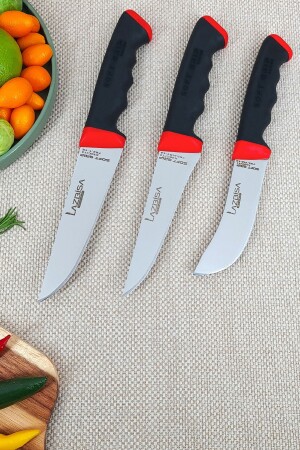 Soft Grip 3 Piece Kitchen Knife Set Meat Bread Vegetable Fruit Knife (No: 1-y-s) (Abs Non-Slip Handle) sftgr6 - LAZBİSA
