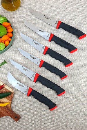 Soft Grip 6 Piece Kitchen Knife Set Meat Bread Vegetable Fruit Knife (0-1-2-3-y-s) (Abs Non-Slip Handle) sftgr2 - LAZBİSA