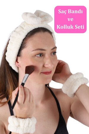 Soft Hair Band and Bracelet Makeup Application Set Cream - Vosvera
