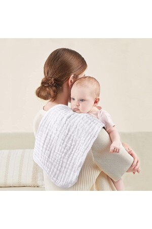 Soft Organic 100% Cotton Muslin Shoulder Cloth Mouth Sweat Wipes 25x50 Cm 6 Pieces White Color TNYO000001231 - Tinybabyconcept